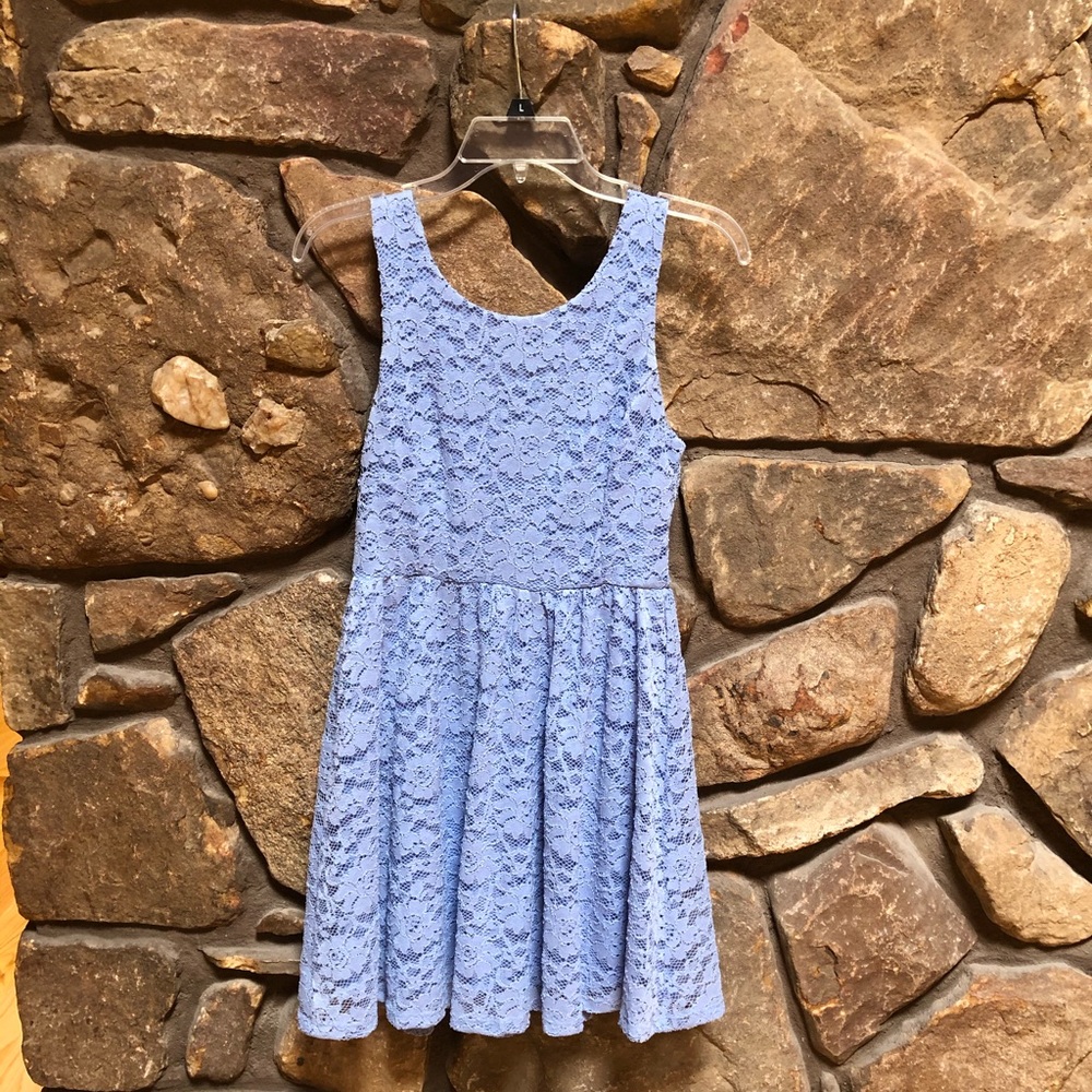 periwinkle dress w/ lace detail